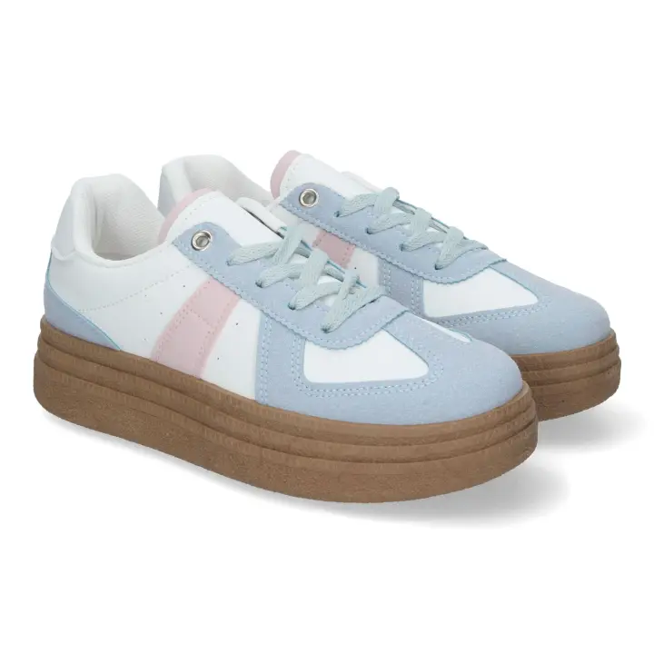 PuntoSalao Zapatillas deportivas cómodas elegantes con plataforma color azul mujer 7590 - 1