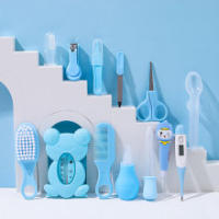Bolsa para el cuidado del bebé, aspirador nasal determinado, cortauñas, termómetro, sistema de limpieza diaria de 13 piezas<br/>paquete de ayuda, azul - details 3