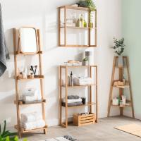Estantería Esquinera de Bambú con 3 Niveles 103x31.9cm estantería multiuso para Baño, Sala de estudio, Dormitorio, Sala de estar - details 2