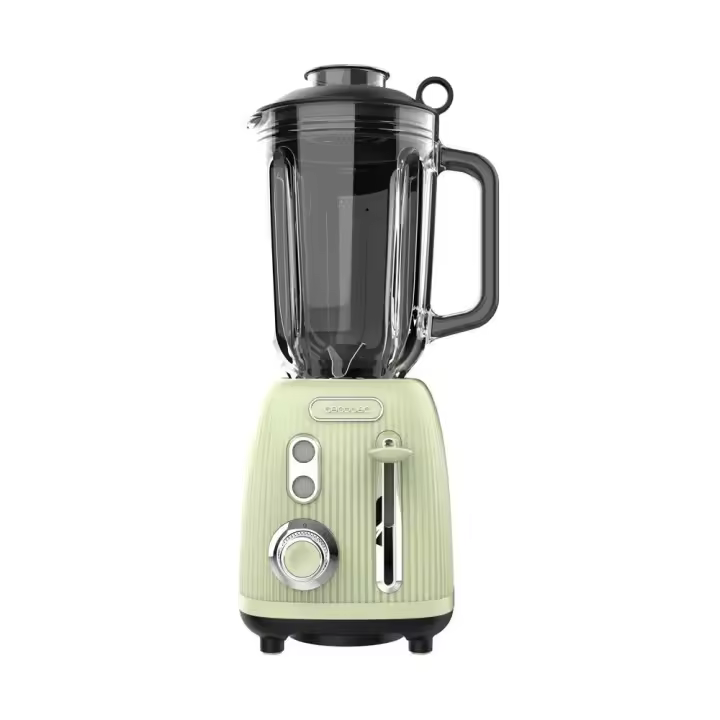 Power Black Titanium RetroGreen Batidora de vaso retro con 1200W de potencia máxima, cuchilla de 4 hojas con recubrimiento de titanio negro y jarra con 1,5L de capacidad. - 1