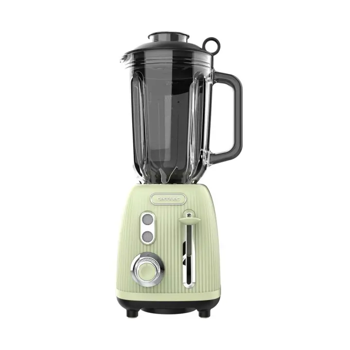 Power Black Titanium RetroGreen Batidora de vaso retro con 1200W de potencia máxima, cuchilla de 4 hojas con recubrimiento de titanio negro y jarra con 1,5L de capacidad. - 1