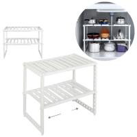 New Planet Home® Estantería organizadora para el Fregadero | Extensible 50-68X26X38CM | Estantería de dos niveles para el armario de debajo de la pica, aprovecha todo el espacio - New Planet Home® - details 1