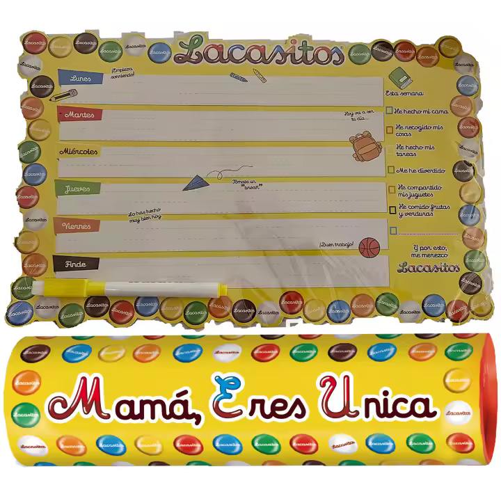 Lacasitos Megatubo 1,5 KG-"Mamá, eres única" + PLANIFICADOR MAGNÉTICO - 1
