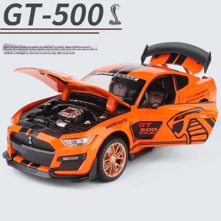 Ford Mustang Shelby GT500 1:24 Coche De Deportes De Aleación Modelo Diecast Luz Y Sonido Simulación Regalo Para Niños - 1