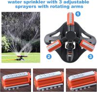 Garden Lawn Sprinkler, 360° Rotating 3-Arm Automatic Lawn Sprinkler Watering Irrigation for Lawn Garden Field - details 3