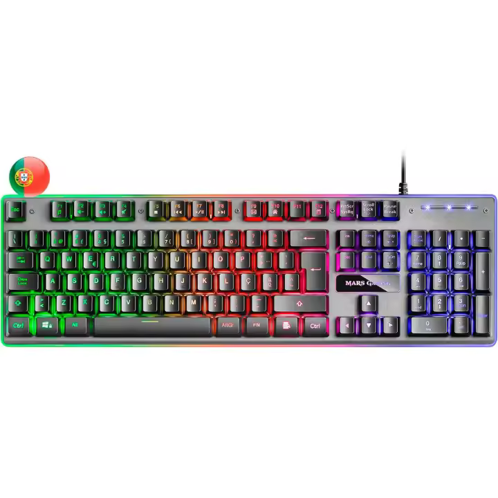Mars gaming teclado gaming mk220 - tecnologia h-mech - iluminacion frgb rainbow - panel de aluminio - base de abs reforzado - portugues - color negro - 1