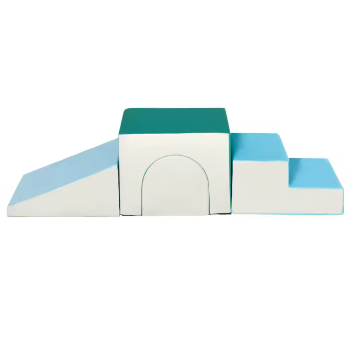 HOMCOM Juego de 4 Bloques de Espuma para Niños de 1-3 Años Figuras de Construcción Juguete para Aprendizaje Infantil Tapizado en PU 150x50x39 cm Multicolor - 1