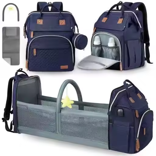 Bolsa de almacenamiento de Doble Capa para Mamá con cambiadores, juguetes, mochila de viaje para pantalones Bolso de Piel sintética para Madre de Bebe, 15,5x12,5x7,5 pulgadas, cochecito de Bebe (Negro) - 1