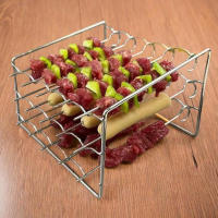Soporte De Brochetas Para Air Fryer Vertical De Acero Inoxidable Accesorios Para Grillas Herramientas De Cocina Multi-pin - details 5