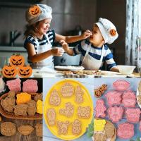 8pcs Molde De Galleta Halloween 3D Cartoon Pumpkin Ghost Skull Diseño Eco-amigable Para Fiestas De Halloween Herramientas De Hornear - details 0
