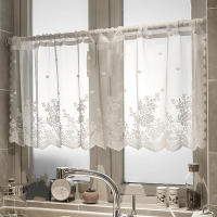 Valance De Ventana Estilo Dulce En Encaje Blanco Con Bolsa Para Percha Cortina Transparente Corta Para Decoración De Dormitorio - details 7