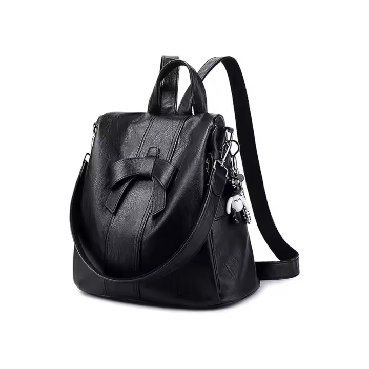 Mochila para Mujer, Bolso de hombre de Piel syntética antirobo, Bolso informal con lazo, Bolso de mano, lidero y Elega, multibolsillo - 1