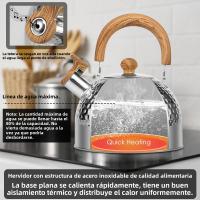 Cacerola De Té Con Mango Antideslizante Y Anti-oxígeno 3/2L Whistling Teapot De Acero Inoxidable Para Estufa De Acero Inoxidable - details 3