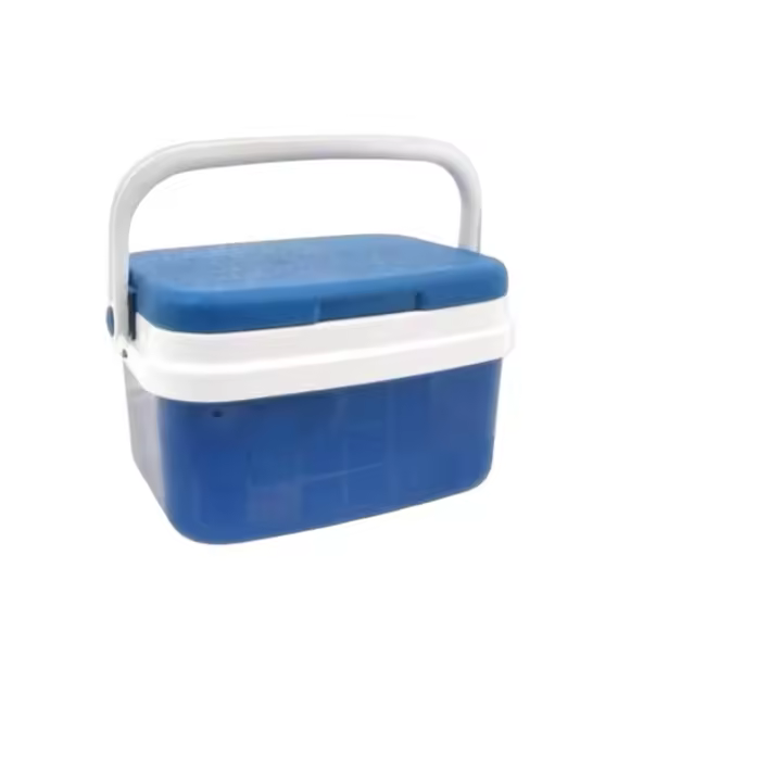 Nevera portátil con asa, 10 litros, polipropileno, porta alimentos para playa, acampada, camping, 22 x 33 x 24 cm, color azul y blanco - 1