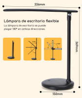 Aigostar lámpara escritorio LED, flexo de escritorio plegable, 3 modos, 5 niveles de brillo, puerto tipo C, con 100cm cable, función de memoria, flexible ajustable, control táctil, blanco - details 6