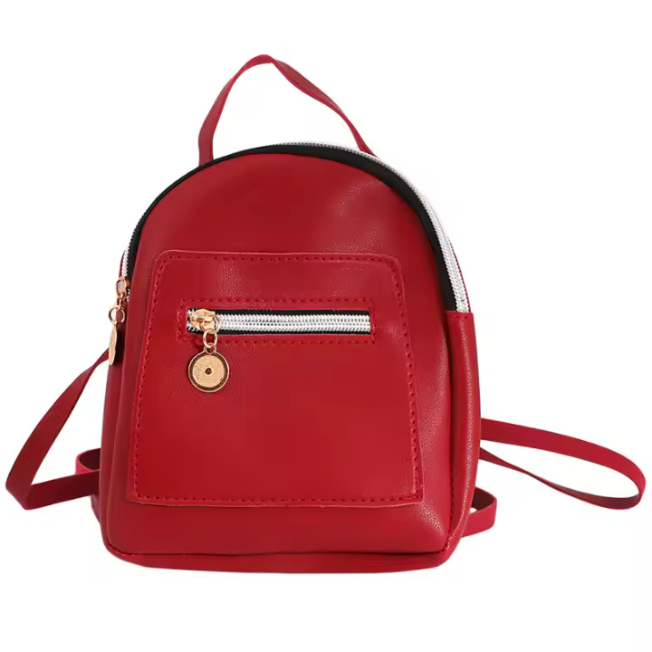Mochila De Piel PU Para Mujer Pequeña Y Ligeramente Casual Con Cierre De Cremallera Capacidad Alta Mochila Escolar Mini Para Adolescentes - 1