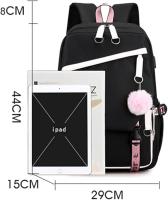 Mochila escolar, para Mujeres y Niñas, USB, De Gran Capacidad, informal, de Stitch, Rosa, multicolor, 46*29*16cm - details 1