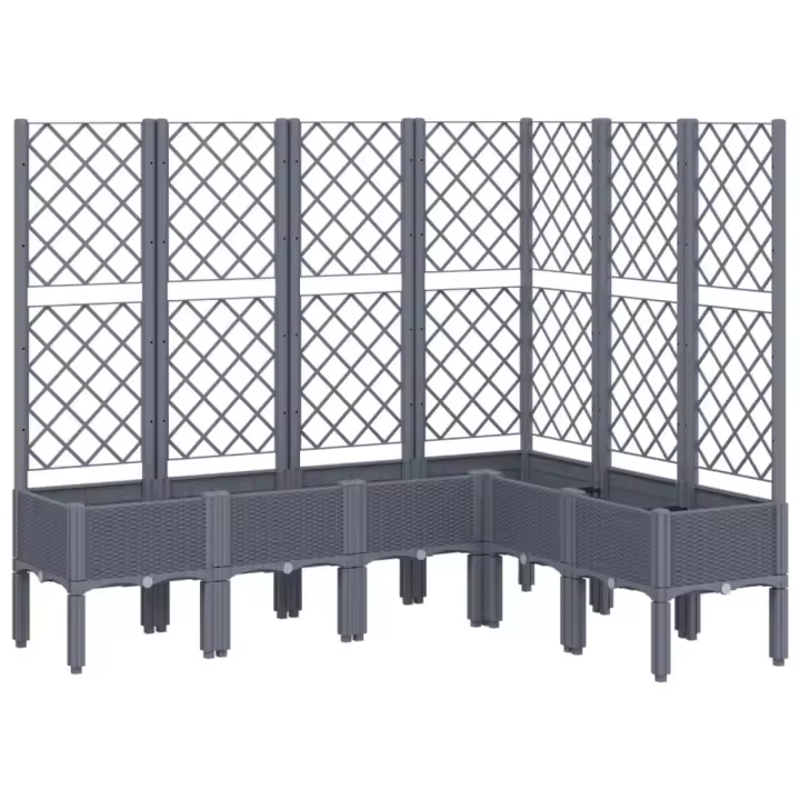 vidaXL Jardinera con enrejado PP 160x120x142 cm Color Gris,  Gris claro,  Negro y mas - 1