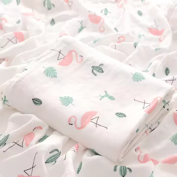 Mantelillo De Bebé Muslin 120x110cm Algodón Bambú Suave Impresión Doble Capa Gauze Cubierta Para Carrito De Bebé Y Baño Para Recién Nacidos Y Niños Pequeños - 1
