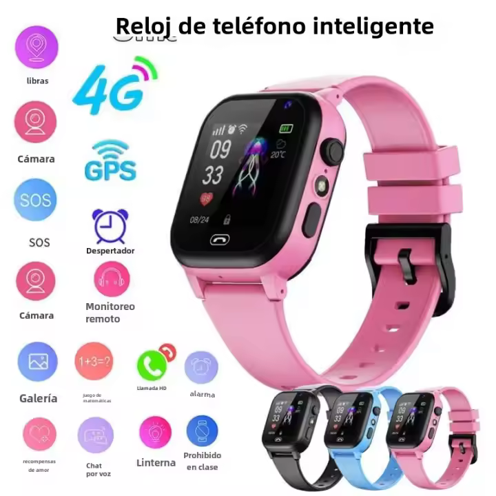 Charla multifuncional impermeable de la cámara con pantalla táctil y cámara trasera de 13MP Reloj Inteligente Para Niños 4G con Llamada SOS GPS Tracker LBS Sim Cartel - 1