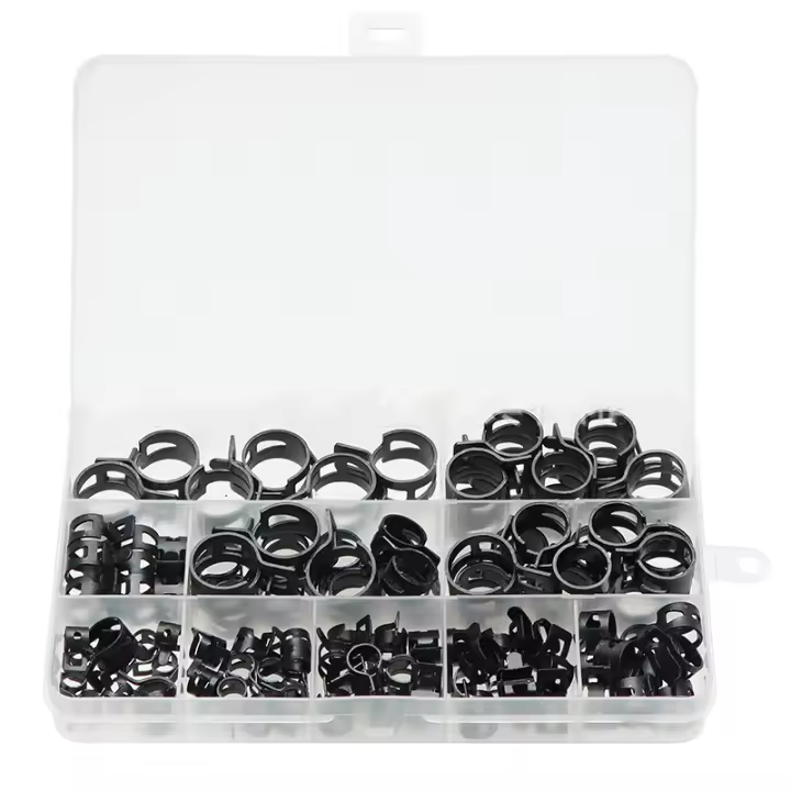 Kit De 100 Piezas De Abrazaderas De Tubo Para Combustible Aceite Agua Negro Q673B 6-17/6-22mm Clip De Spring De Vacío Metal Estándar Para Reparación De Plomería - 1