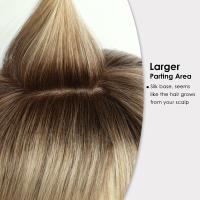 Peluca De Extensiones De Cabello Humano Remy Ombre Marrón Rubia Con Franja Base De Seda Piezas De Clip Para Mujeres Peluca De Topper De Cabello - details 13