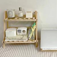 Estante De Almacenamiento Para Escritorio De Madera 2 Capas Plegable Organizador De Papelería Para Dormitorio Y Sala De Estar - details 2