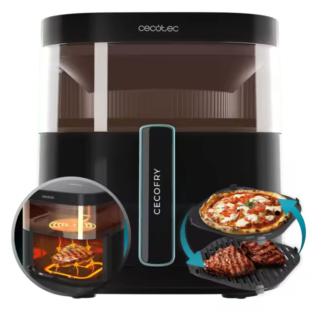 Cecofry DuoHeat 6000 Freidora de aire con doble resistencia para dorado perfecto y sabor de parrilla en carnes, capacidad de 6 litros y potencia de 2200 W para platos saludables. Freidoras sin aceite - 1