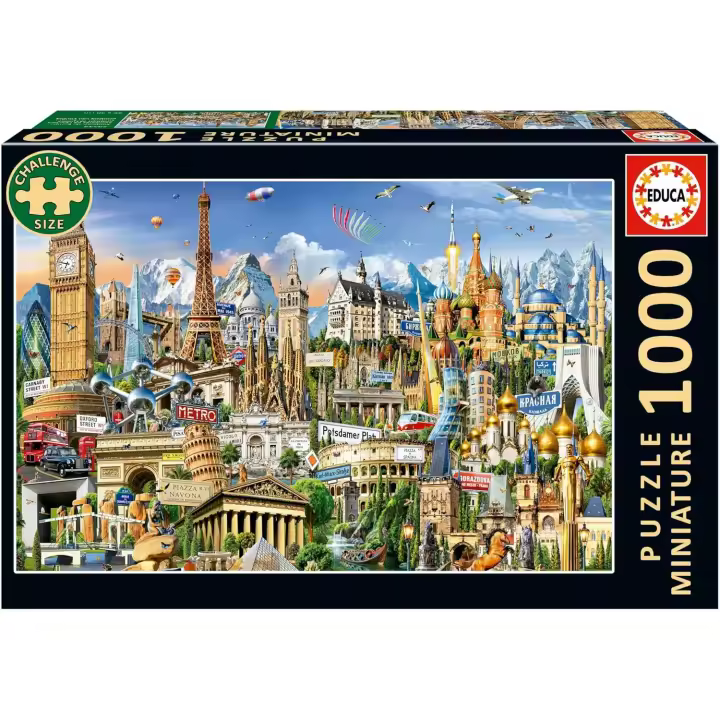 Educa Puzzle 1000 Miniature Simbolos Europa Incluye Pegamento Fix Puzzle. Medidas: 30 x 46 cm. Educa 20248 - 1