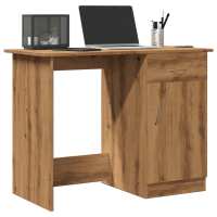 vidaXL Escritorio de madera contrachapada 100x50x76 cm en color Gris sonoma/Blanco/Madera antigua y más | estructura resistente ideal para salón dormitorio o estudio - details 5