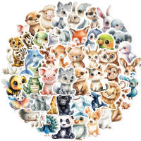 50PCS Etiquetas De Colores Acuáticos Con Animales Para Bolso Móvil Tableta Taza De Bebida Y Equipaje Etiquetas Impermeables De Plástico - details 0