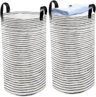 Juego de Cestas de Lavadería de Dos piezas, cesta de Lavadería de mimbre de Pelo sintética con Remaches reforzados para baño y Hogar, La Bolsa de Lavadería Grande Se puede utilizar Como cesta separada - details 0