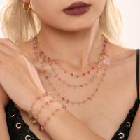 Collar Rosa pulsera de las señoras conjunto de Maple inoxidable de Piedra natural de las cuentos Collar de las mujeres collar de la joyería de lujo de regalo - details 9