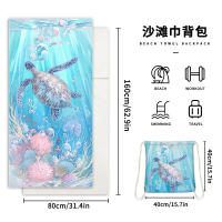 Toalla de playa europea y americana, bolsa integrada, mochila de almacenamiento portátil, toalla estampada, toalla de baño - details 5