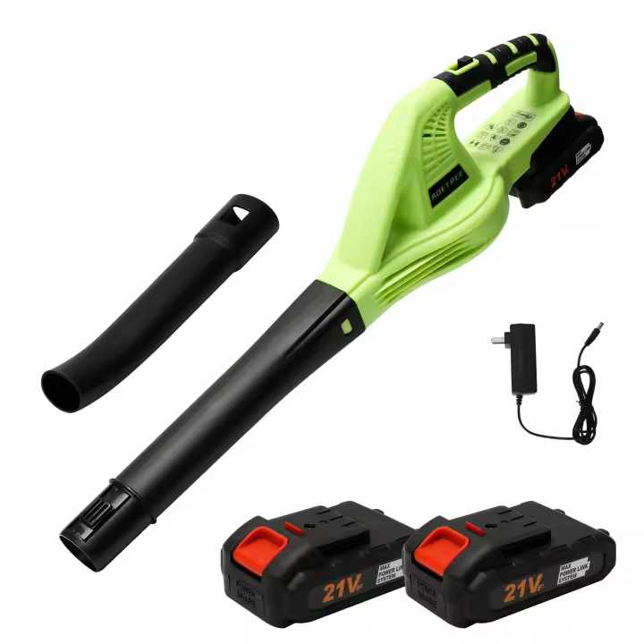 Soplador de hojas inalámbrico inalámbrico de 21 V con 2 baterías y cargador, modo de 2 velocidades, soplador de hojas ligero de 2.0 Ah para el cuidado del césped, patio, hojas sopladoras - 1