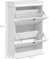 Mueble Zapatero Blanco Zapatero Estrecho con 2 Puertas Abatibles y Estantes Ajustables para 10 Pares de Zapatos para Recibidor Pasillo 54x24x82,5 cm - details 2