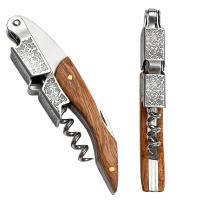 Aguja De Tira Profesional Con Mango Ergonómico De Madera Abrevidrios De Vino Y Cerveza Con Cortador De Película - details 0