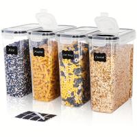 Set De 4 Contenedores Airtight Para Alimentos De Plástico Capacidad De 4L/2.5L Transparentes Para Almacenamiento De Cereales Snacks Y Azúcar - details 0