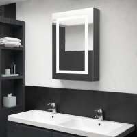 vidaXL Armario de baño con espejo y LED color 50x13x70 cm en color Roble/Gris hormigón/blanco y roble y más | almacenamiento funcional diseño moderno para baño dormitorio sala - details 3