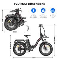 Bicicleta eléctrica Fafrees F20 Max Neumático ancho de 20 * 4.0 pulgadas Motor sin escobillas de 500 W Velocidad de 25 km / h Batería de celda Samsung extraíble de 48 V 22.5 Ah Frenos de disco delanteros y traseros Shimano Engranaje de 7 velocidades Bicic - details 12