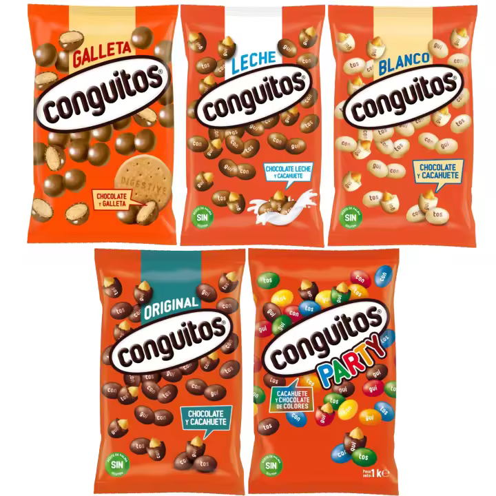 Conguitos pack 5 KG : negro + blanco + con leche + galleta + party - 1