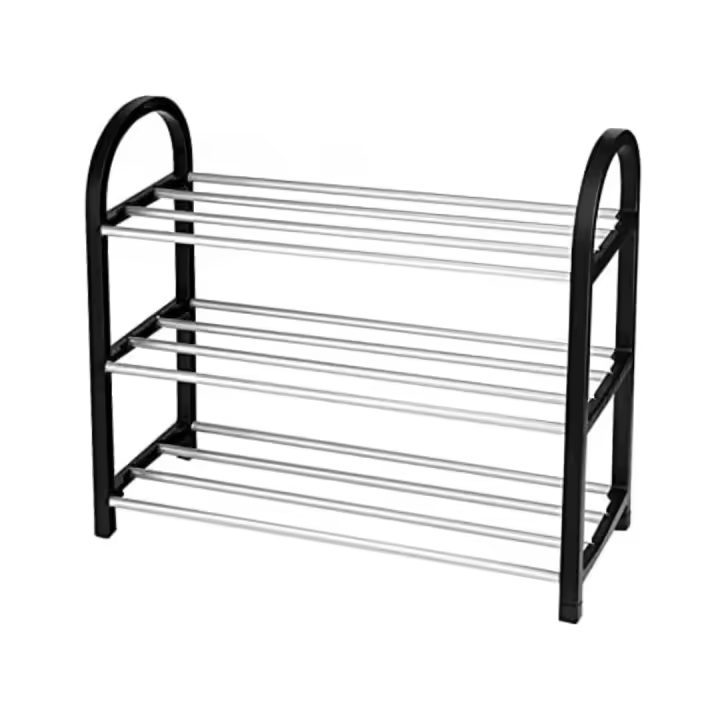 HOGUITA-Organizador de Zapatos de Metal de 5 Niveles con Estructura Negra y Estantes Blancos, Zapatero Funcional y Ahorro de Espacio,Ideal para Entrada, Pasillo y Sala de Estar - 1