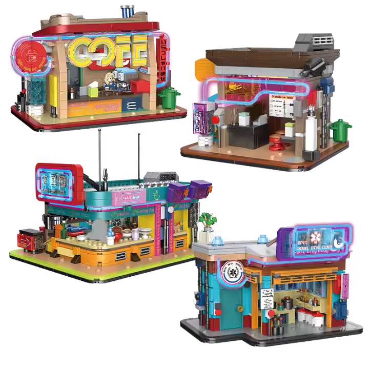 Bloques De Construcción Cyberpunk DECOOL Con LED Tienda De Café Y Restaurante De Sushi Juguetes Para Niños Regalos De Cumpleaños - 1