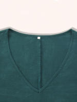 Blusa Vestido De Mujer Con Manga Flounce Ruffle V-Neck Color Sólido Casual Suave Polyester Verano 2025 Nuevo A-Line - details 3