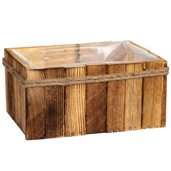 Cesto rectangular de madera 21x15x10h cm - 1