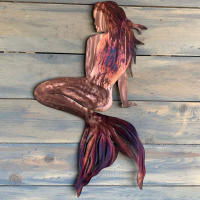 Decoración De Pared De Mermaid Arte Metálico Hecho a Mano Panel De Hierro Creativo Para Jardín Sala De Estar Decoración De Playa - details 0