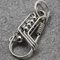 Llavero De Acero Inoxidable Con 3 Haces De Bolas De Acero Y Bambú Mate Estilo Mecánico Para Hombres Regalo Para Exterior - details 0