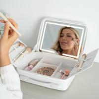 Flamingueo Maletin Maquillaje Con Espejo 3 Modos Luz Intensidad Regulable Recargable con USB Compartimentos Organizados Solapas interiores con Gomas - details 0