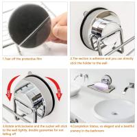 Jabonera de Maple inoxidable, Sucker de vacío para baño, en la comparación Montada jabonera, impermeable, Hardy al óxido para baño, bañera, fregadero de Cocina, paquete de 2 (Plata) - details 2