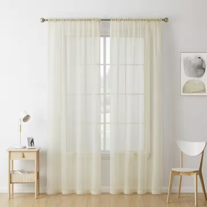 2PCS Cortinas Blancas Transparentes 2 Panel Set Con Bolso De Tubería Ventanas Modernas Para Sala De Estar/ Habitación - 1